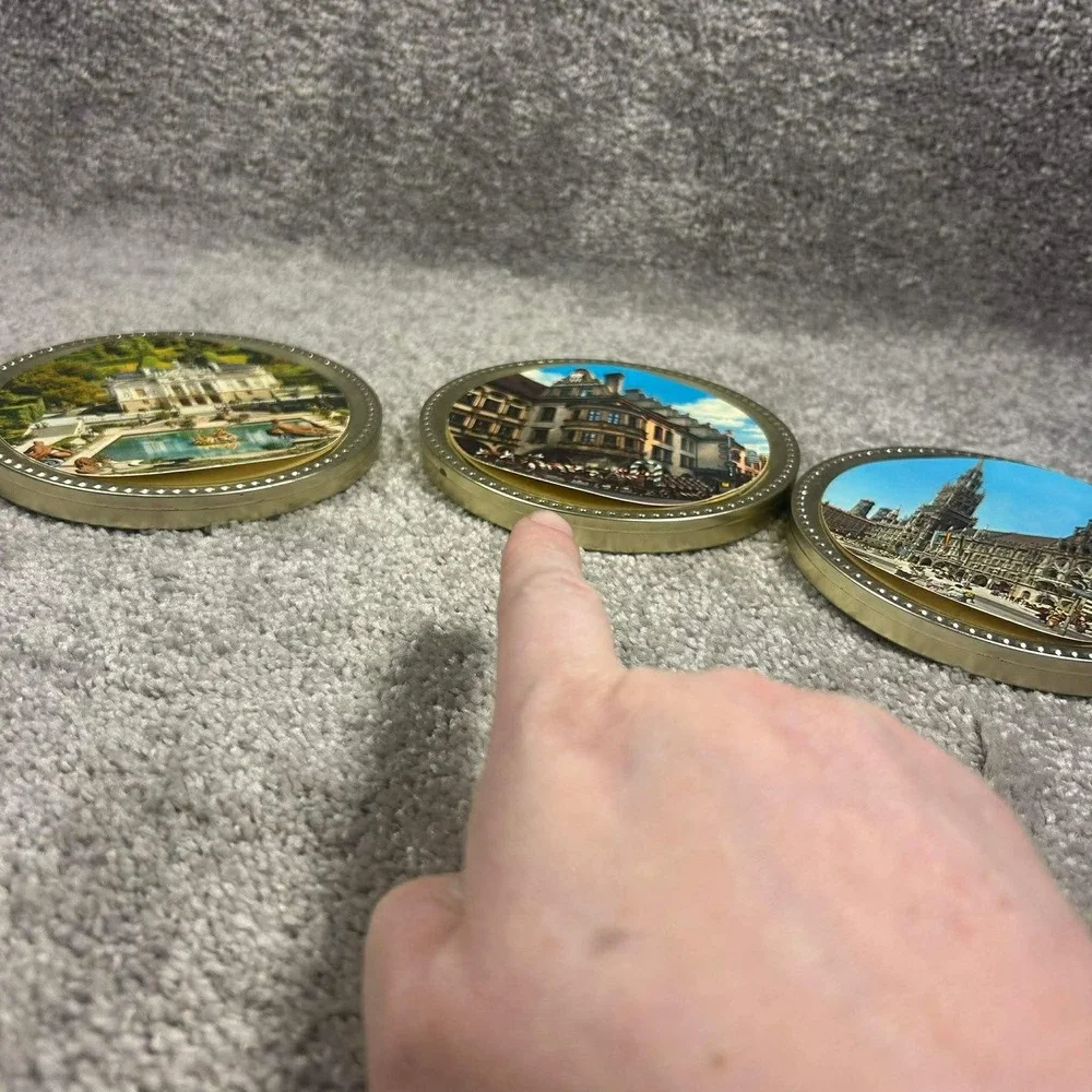 Frankonia‎ Schokotaler Tins Gold German Landmark Souvenir Set of 4 - Empty